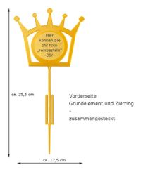 DIY-Blumenstecker Krone gelb-goldfarben mit Geldscheinhalter
