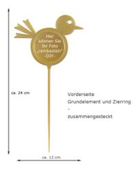 DIY-Blumenstecker Vogel silber-goldfarben